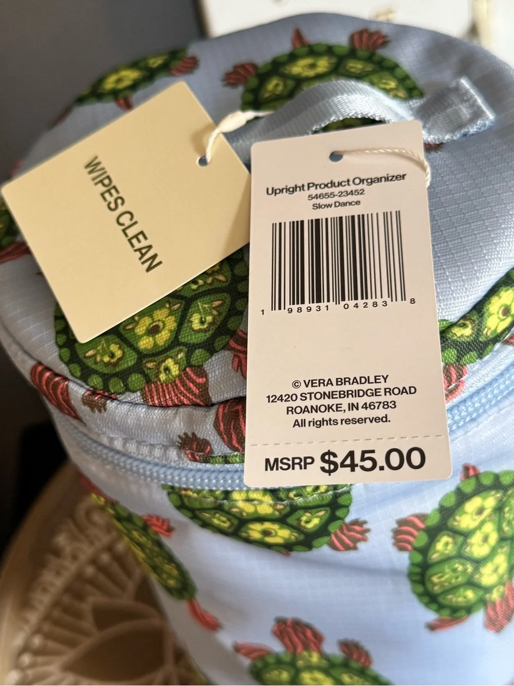 NWT Vera Bradley Upright Organizer in Ripstop , All Over Turtle Print